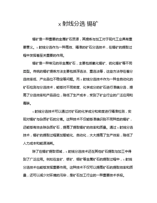 x射线分选 锡矿