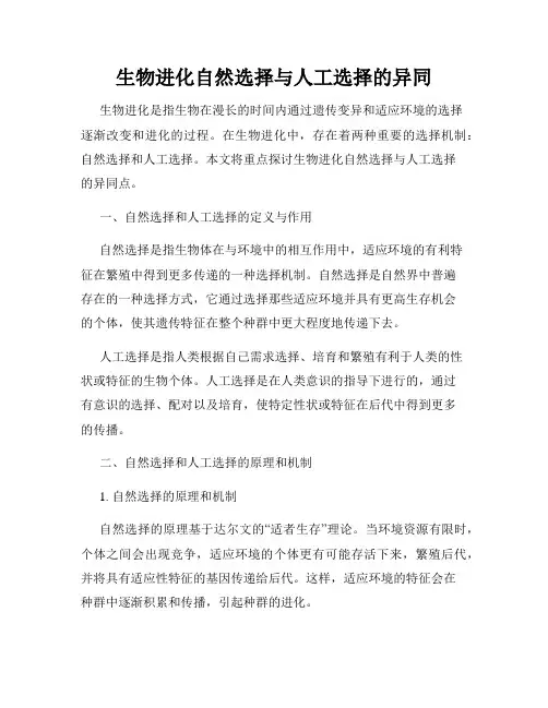 生物进化自然选择与人工选择的异同