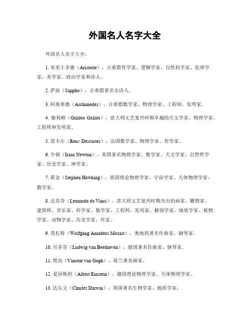 外国名人名字大全