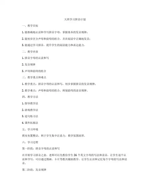 大班学习拼音计划