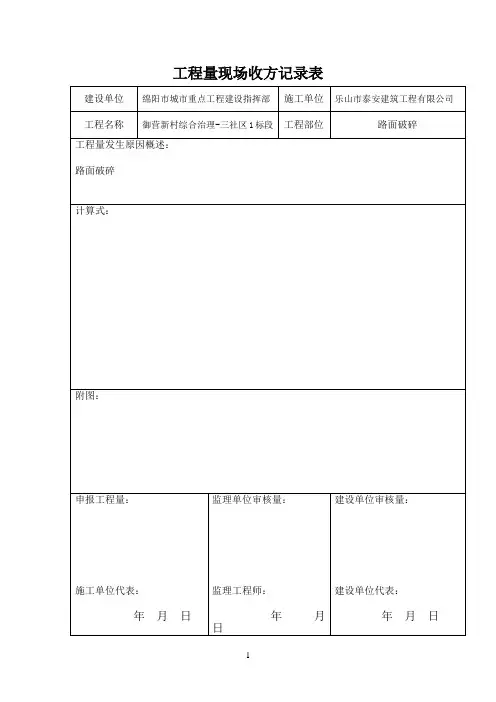 工程量现场收方记录表