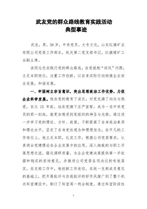 武友党的群众路线实践教育活动事迹介绍