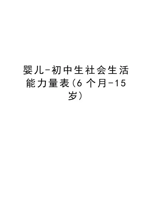 婴儿-初中生社会生活能力量表(6个月-15岁)知识讲解