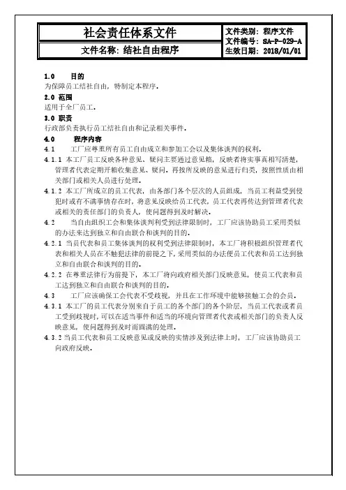 社会责任-结社自由程序