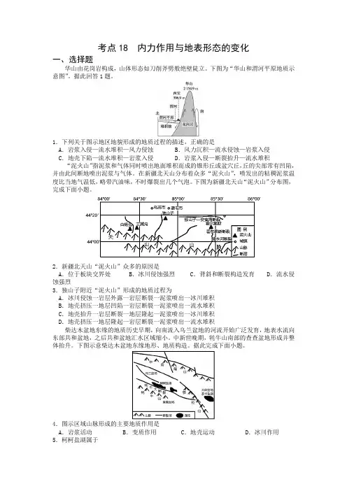 新高考地理考点精练考点18  内力作用与地表形态的变化(检测) 