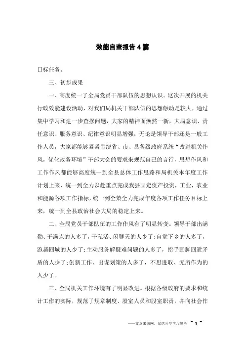 效能自查报告4篇