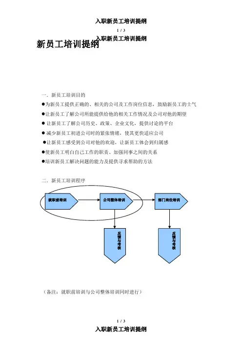 入职新员工培训提纲