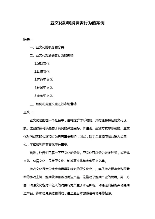 亚文化影响消费者行为的案例