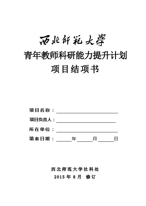 青年教师科研能力提升计划