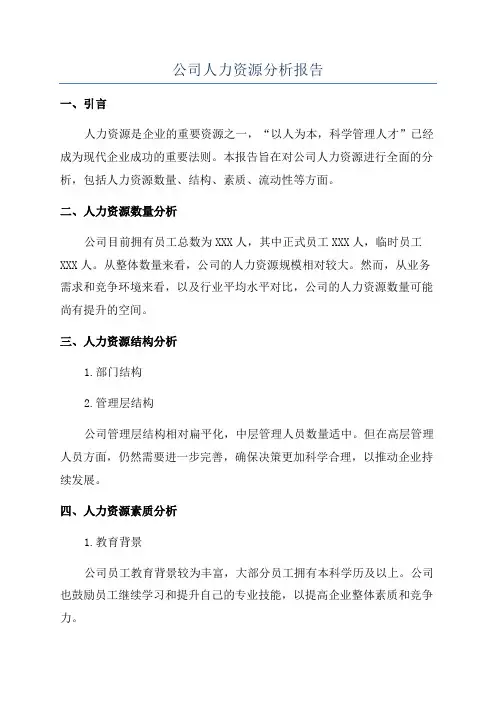 公司人力资源分析报告