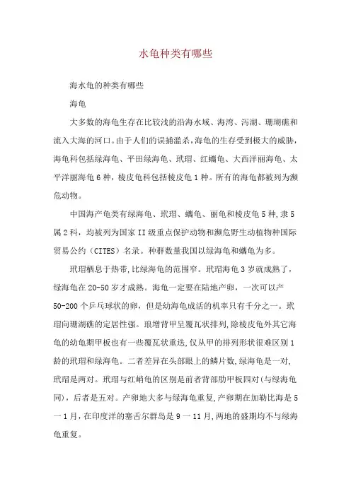 水龟种类有哪些