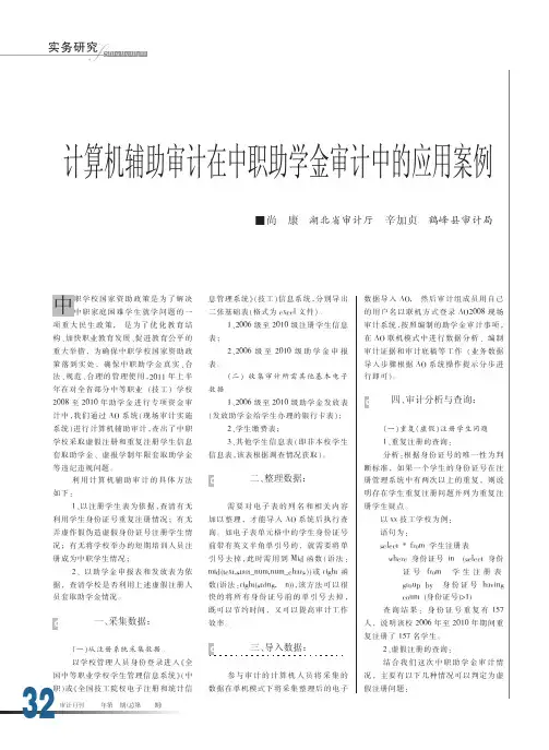 计算机辅助审计在中职助学金审计中的应用案例