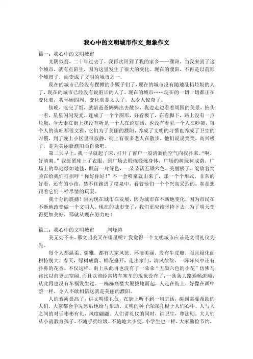 我心中的文明城市作文_想象作文
