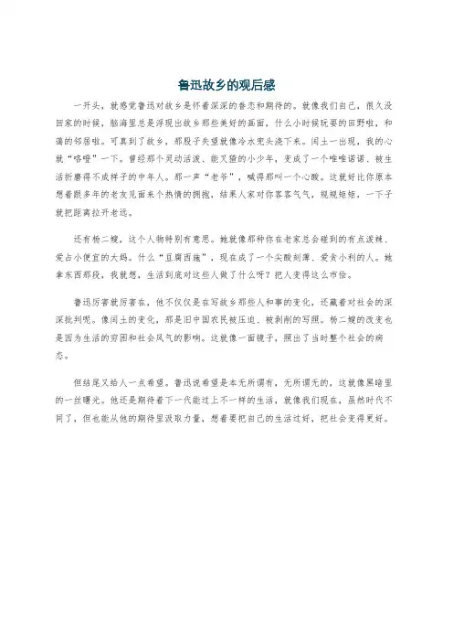 鲁迅故乡的观后感