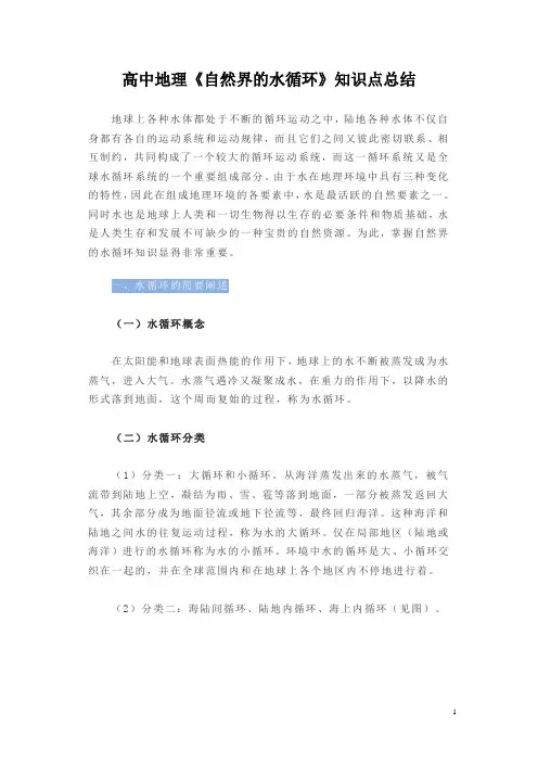 高中地理《自然界的水循环》知识点总结