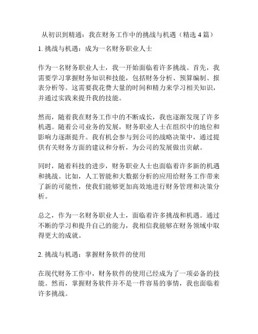 从初识到精通：我在财务工作中的挑战与机遇(精选4篇)