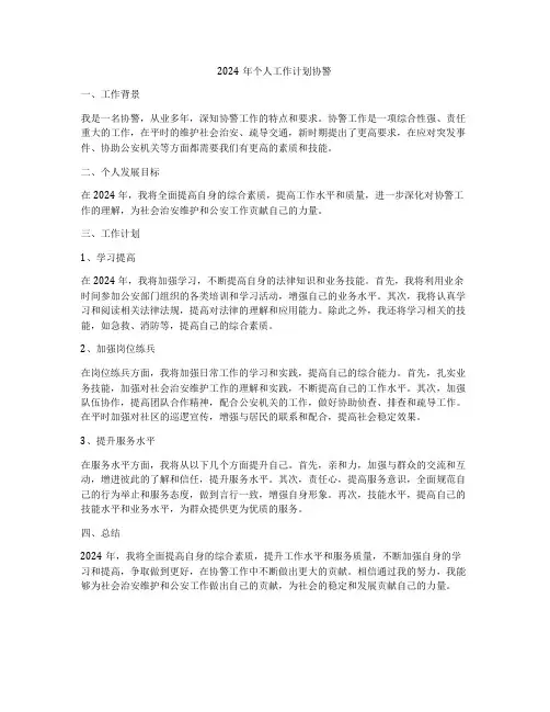 2024年个人工作计划协警