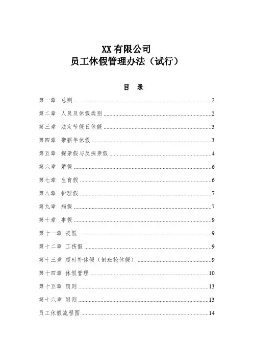 员工休假管理办法(试行)