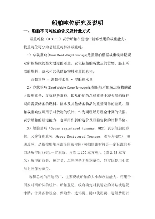 船舶吨位研究及说明