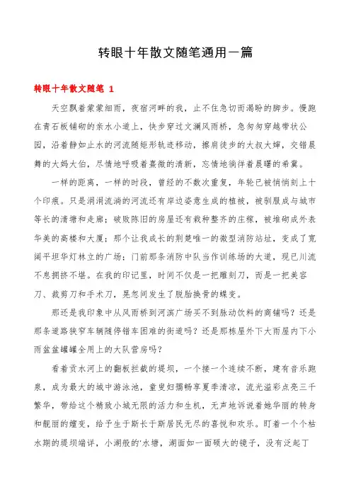 转眼十年散文随笔通用一篇