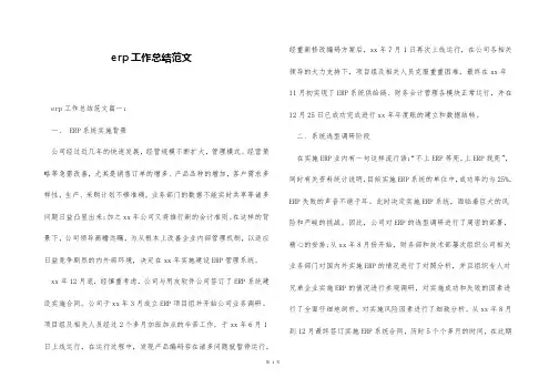 erp工作总结范文