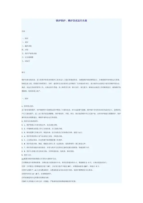 锅炉烘炉、煮炉及试运行方案
