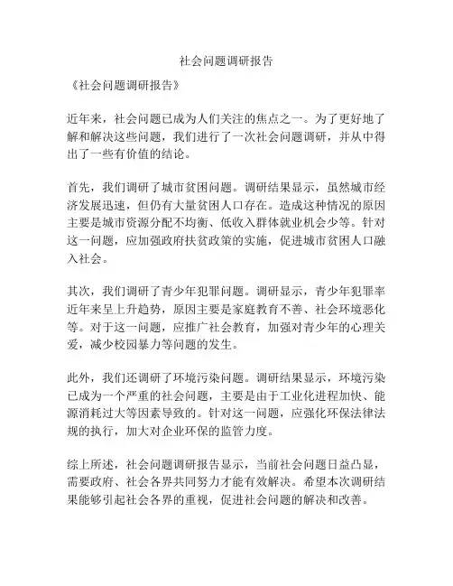 社会问题调研报告