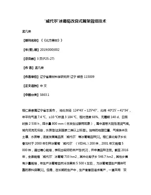 '威代尔'冰葡萄改良式篱架栽培技术