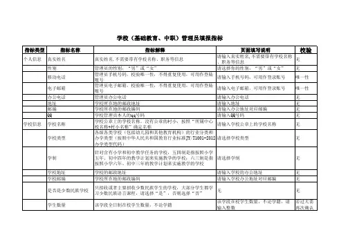 基础教育系统指标含义