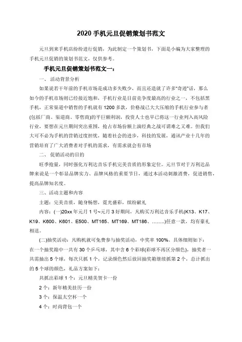 2020手机元旦促销策划书范文