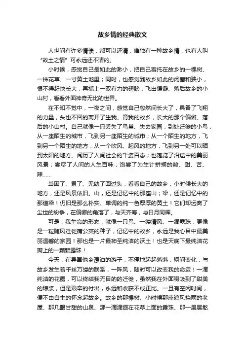 故乡情的经典散文
