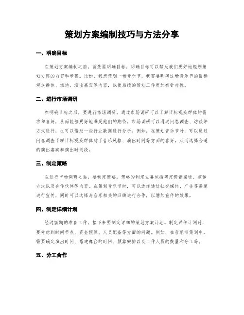 策划方案编制技巧与方法分享