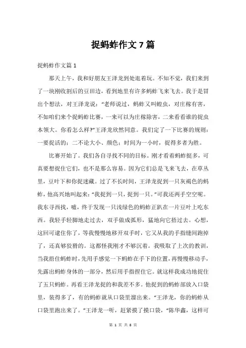 捉蚂蚱作文7篇