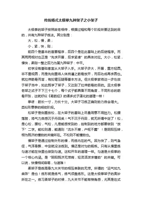 传统杨式太极拳九种架子之小架子