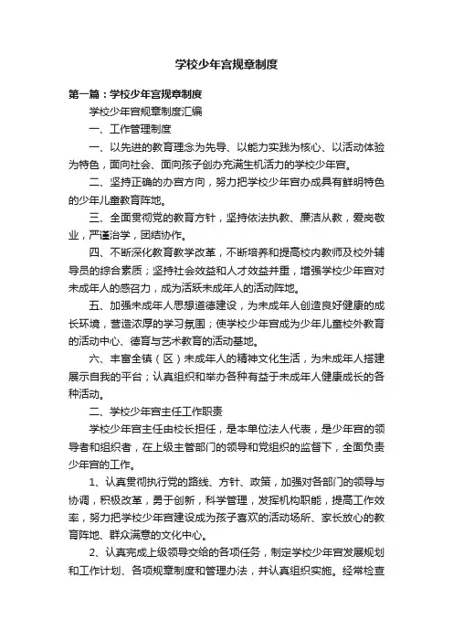学校少年宫规章制度