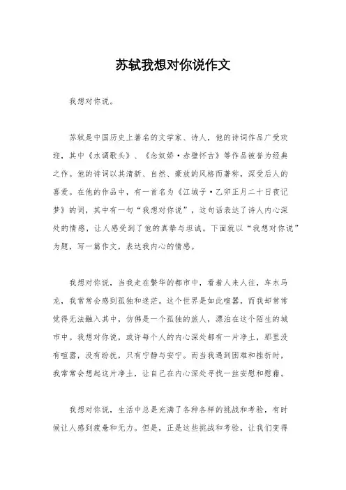 苏轼我想对你说作文