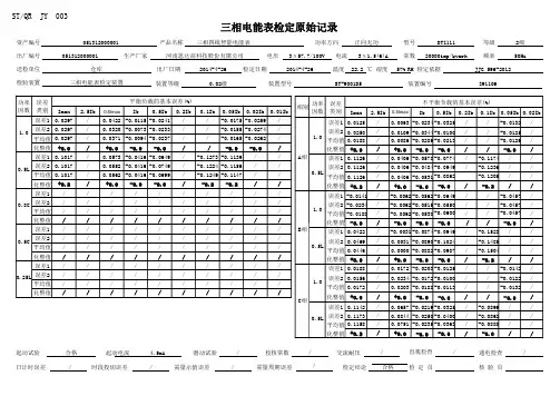 电能表原始记录检定
