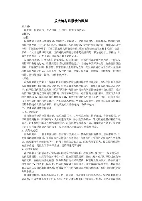 放大镜与显微镜的区别