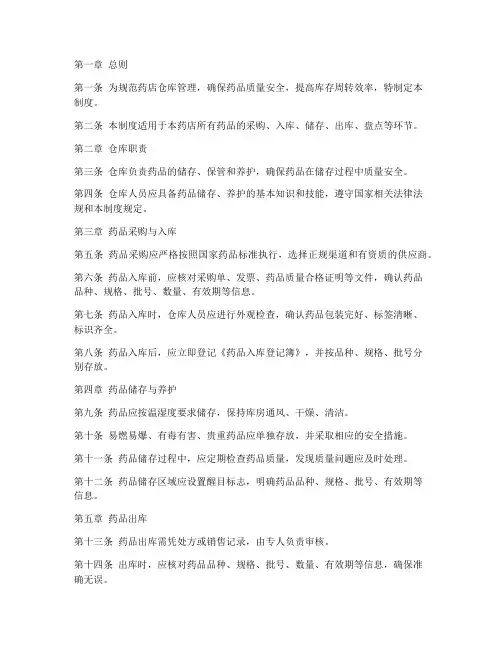 药店仓库库存管理制度