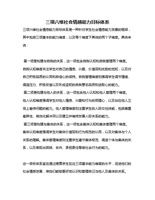 三项六维社会情感能力目标体系