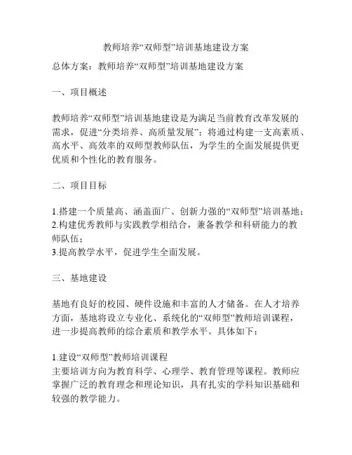 教师培养“双师型”培训基地建设方案