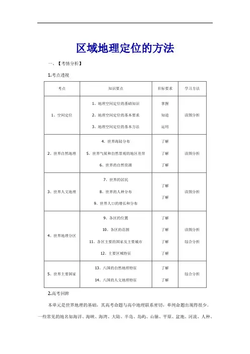 区域地理定位的方法