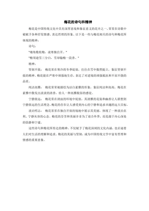 梅花的诗句和精神