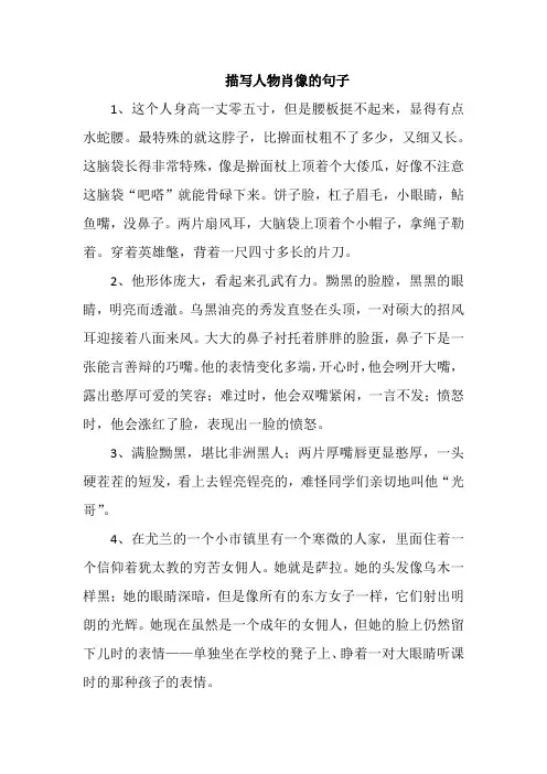 描写人物肖像的句子