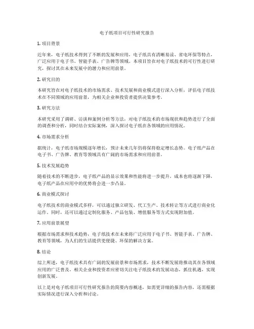 电子纸项目可行性研究报告