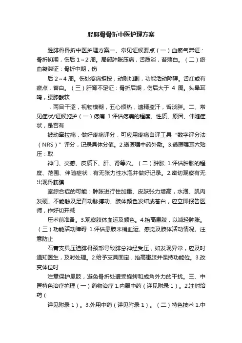 胫腓骨骨折中医护理方案