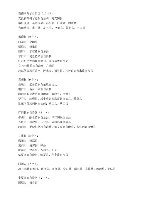 国家级贫困县名单(2022年-2023年)