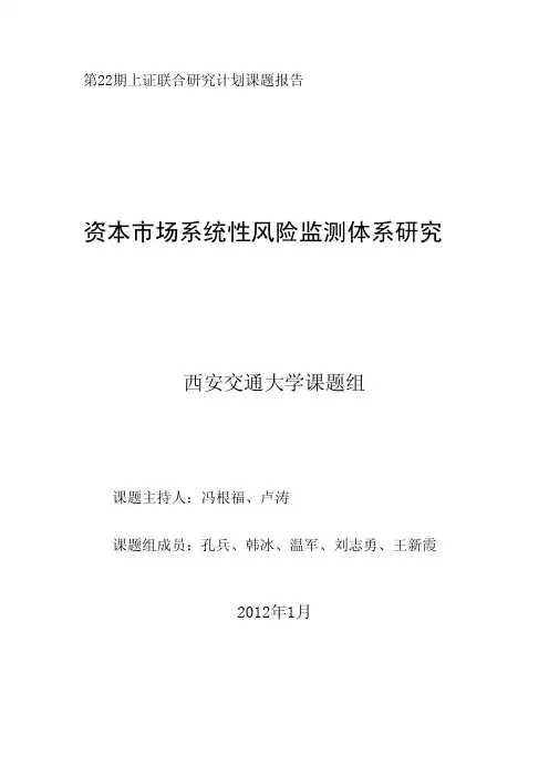 第二十二期：资本市场系统性风险监测体系研究(西安交通大学)