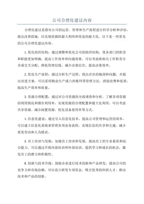 公司合理化建议内容