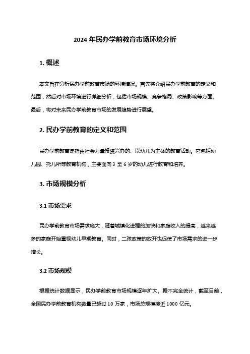 2024年民办学前教育市场环境分析